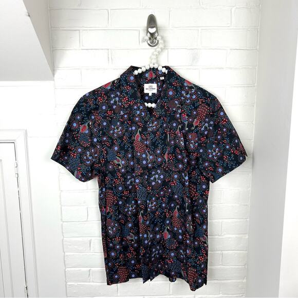 Ben Sherman Men’s Peacock Floral Short Sleeve Button Down Shirt Size L - Picture 2 of 10